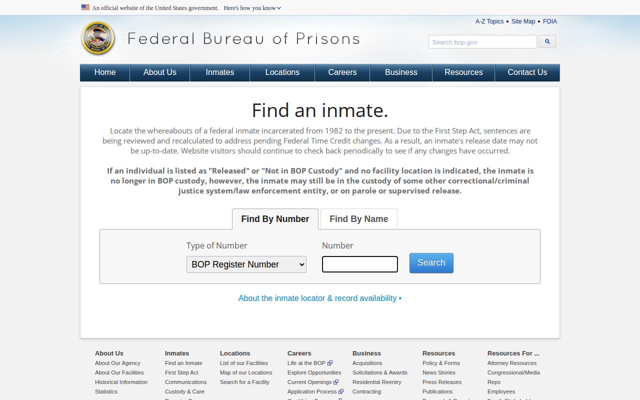 Federal inmate release BOP locator for Covington County custody transfer