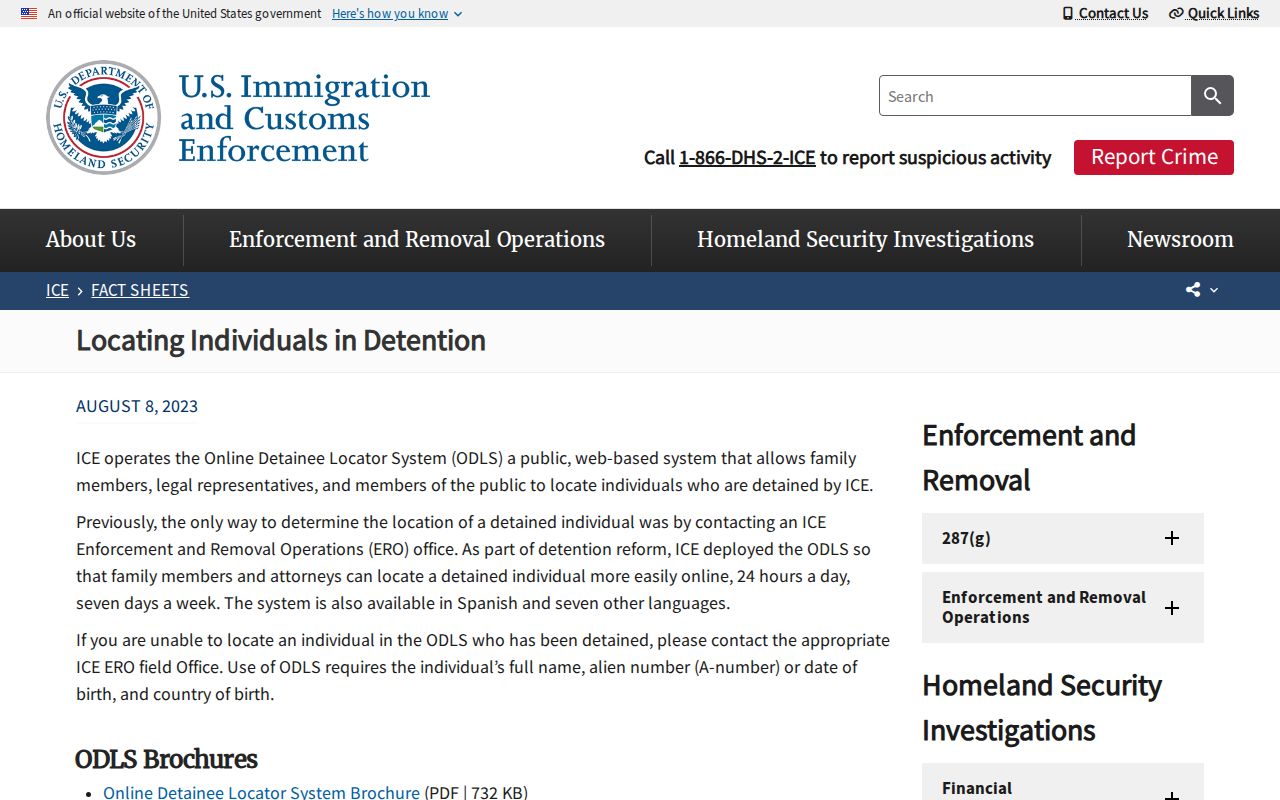 ICE detainee release locator explanation for Covington County transfer
