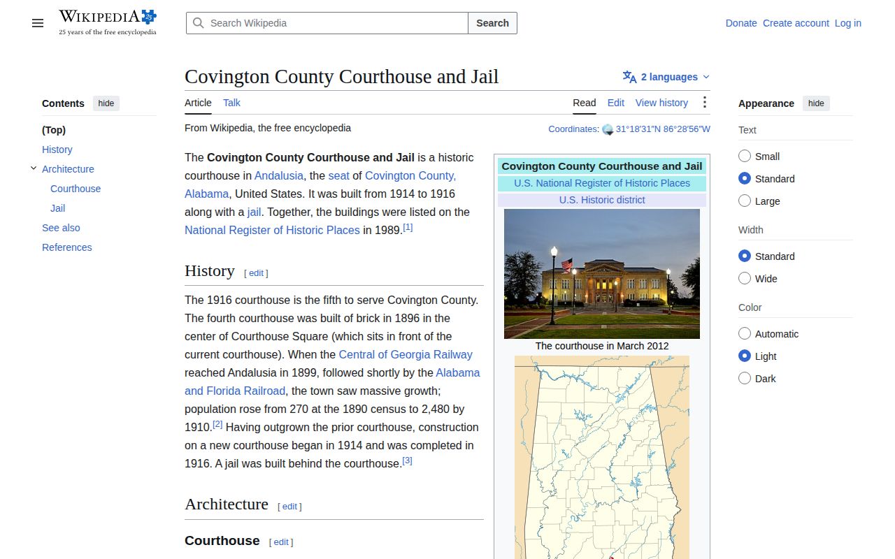 Covington County Jail release records courthouse context